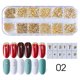thumbnail image 4 of Soidarity Mujeres Nail Art Studs Niñas Manicura Artesanía Decoración Salón de moda Uña Belleza Decorativa 12 Rejillas Metal con caja Juegos de manicura Tipo 2 Soidarity CE014324-02, 4 of 6