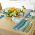 thumbnail image 4 of Ambesonne Abstract Place Mats Set of 4, Modern Waves Starfish, Standard Size, Blue Beige, 4 of 6