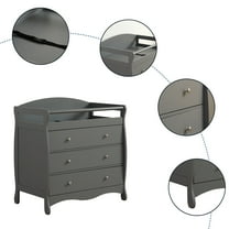 FCH EasingRoom 3-Drawer Changing Table Dresser, Gray, Wood, Nursery Dresser