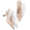 thumbnail image 6 of RONILURN Women’s Kitten Heel Slingback Pumps Pointed Toe Bow Low Heel Dress Shoes Closed Toe Patent Heels for Wedding Office Party, 6 of 9