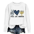thumbnail image 4 of Fznquz Crewneck Tops for Women 2025 White Fall Winter Hanukkah Sweatshirts Long Sleeve Trendy Casual Women T Shirts, 4 of 4