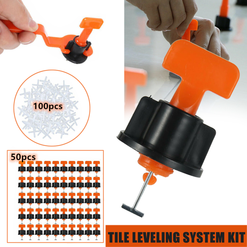 100PCS Tile Leveling System Kit Reusable Flat Ceramic T-Lock Locator Spacer Tool
