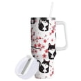 thumbnail image 2 of 30 oz Tumbler with Handle and Straw Lid Black Cat and Oriental Cherry Vacuum Insulated Cup Leak-Proof for Water Iced Tea Coffee, 2 of 9