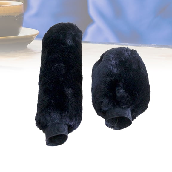 BESTYASH Steering Covers Black Imitation Wool 1 Set