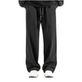 thumbnail image 2 of safuny Men's Athletic Pants Drawstring Solid Color Straight Leg Trousers Big&Tall Activewear Casual Pants Loose Sweatpants Pockets Sports Workout Pants Black L, 2 of 7