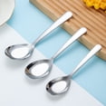 thumbnail image 5 of Soup Spoons, Stainless Steel Korean Spoons, 5.8"/6.4"/6.8" Asian Soup Spoon, Heavy Duty Thick Short Handle Stainless Steel Ramen Spoon for Soup Cereals, Flat-Bottom Rice Spoon,M, 5 of 6
