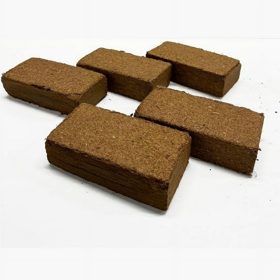 Premium Coconut Coir Pith Bricks - 5 Pack Coco Peat - 650gm /1.4 Lbs Per Brick Coco Pith Blocks | 100% Organic | 9-10 Liter High Expansion | Lowest EC And Ph Balance