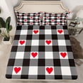 thumbnail image 2 of Castle Fairy Red Love Heart Print 4pcs Bed Sheets for Female Men,Geometric Plaid King Sheets,Happy Valentine's Day Super Cozy Sheet Set,Breathable Home Decor, 2 of 7