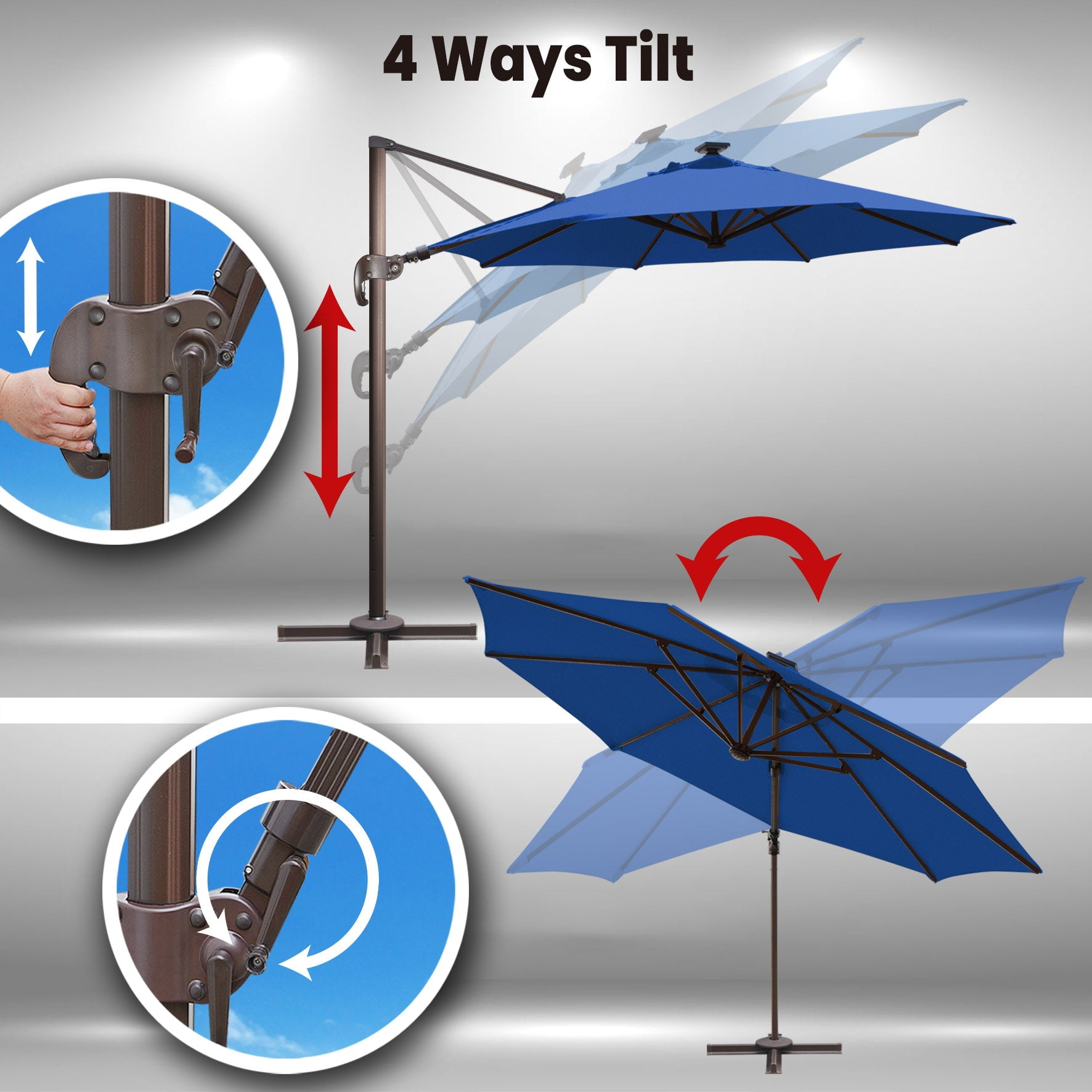 SUNRISEUMBRELLA Roma hanging umbrella Sunbrella Cover Patio Umbrella Garden Outdoor (11.5',Blue)