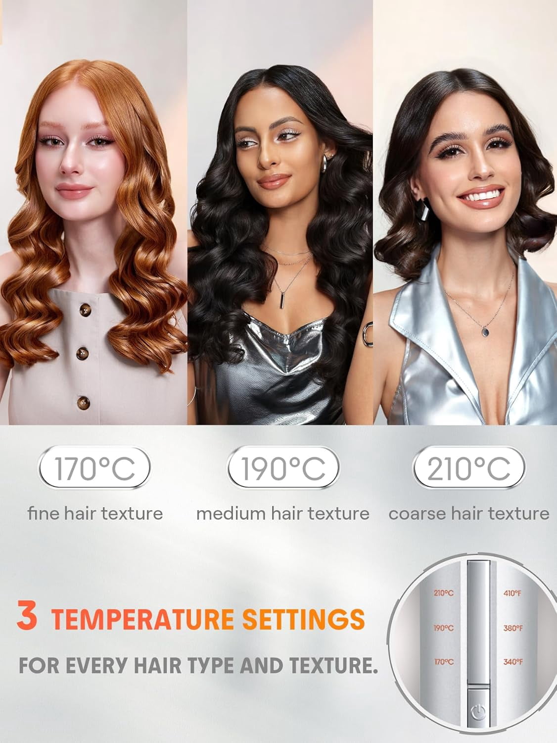 VoluVibe Automatic Curling Iron 1 inch with 3 Temperatures Fast Heating, 2-Way Rotation, Automatic Shut-Off, Anti-Scald, Anti-Tangle Rotating for Hair Styling