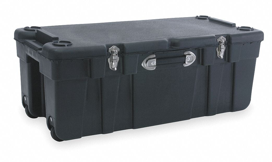 Case Of 2 Sterilite Footlocker Plastic Storage Bins Boxes Chest Trunks Titanium 