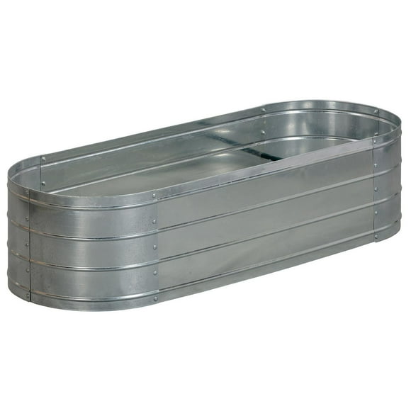 Grapevine Galvanized Steel Raised Garden Bed, Oval, 48IN, Silver