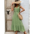 thumbnail image 2 of Women Summer Dresses Sleeveless Diamond Print Casual Loose V Neck Maxi Dress Beach Vacation Sundress (Green,Small), 2 of 6