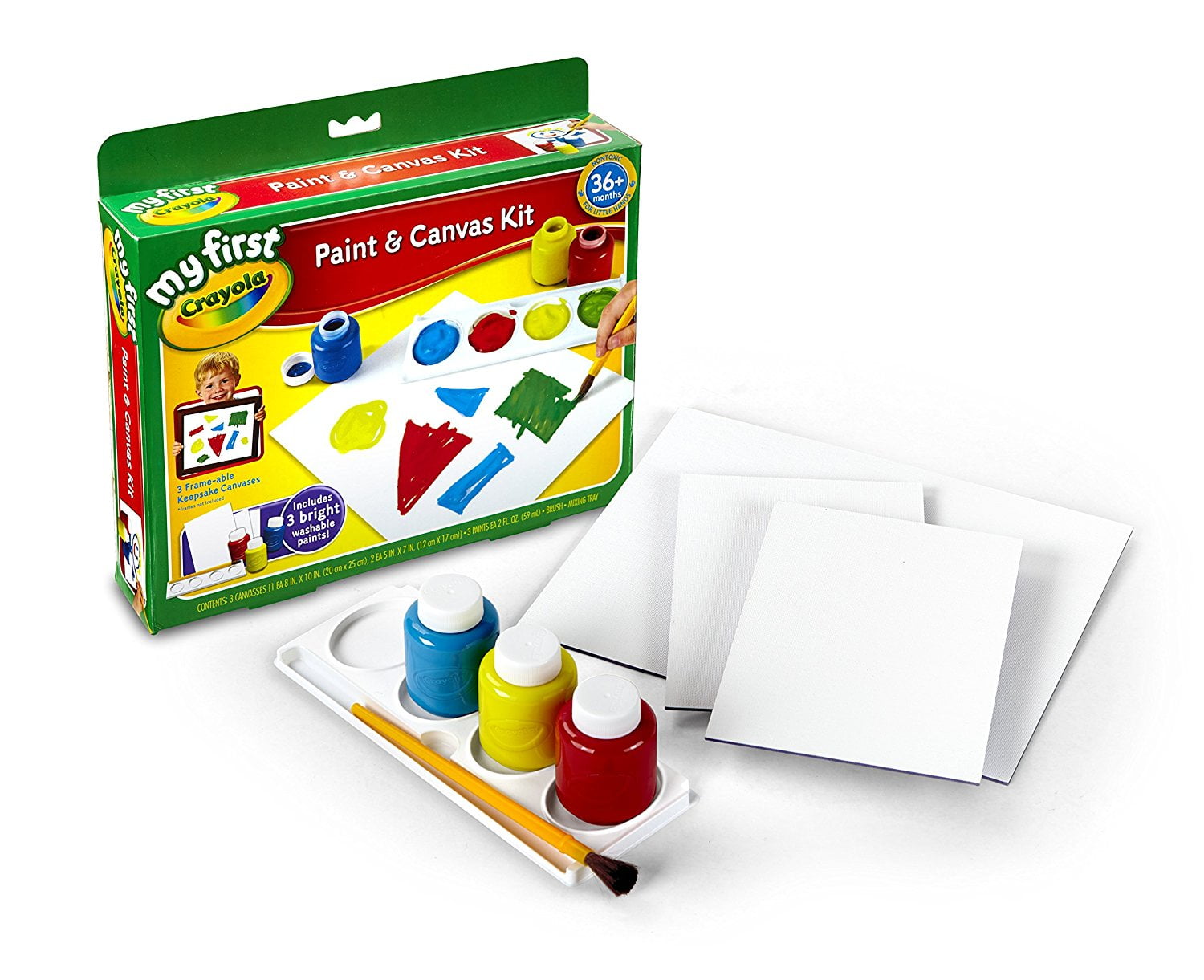 811362 My First Mess Free Paint Canvas Baby Toy, Easy grip paint brush