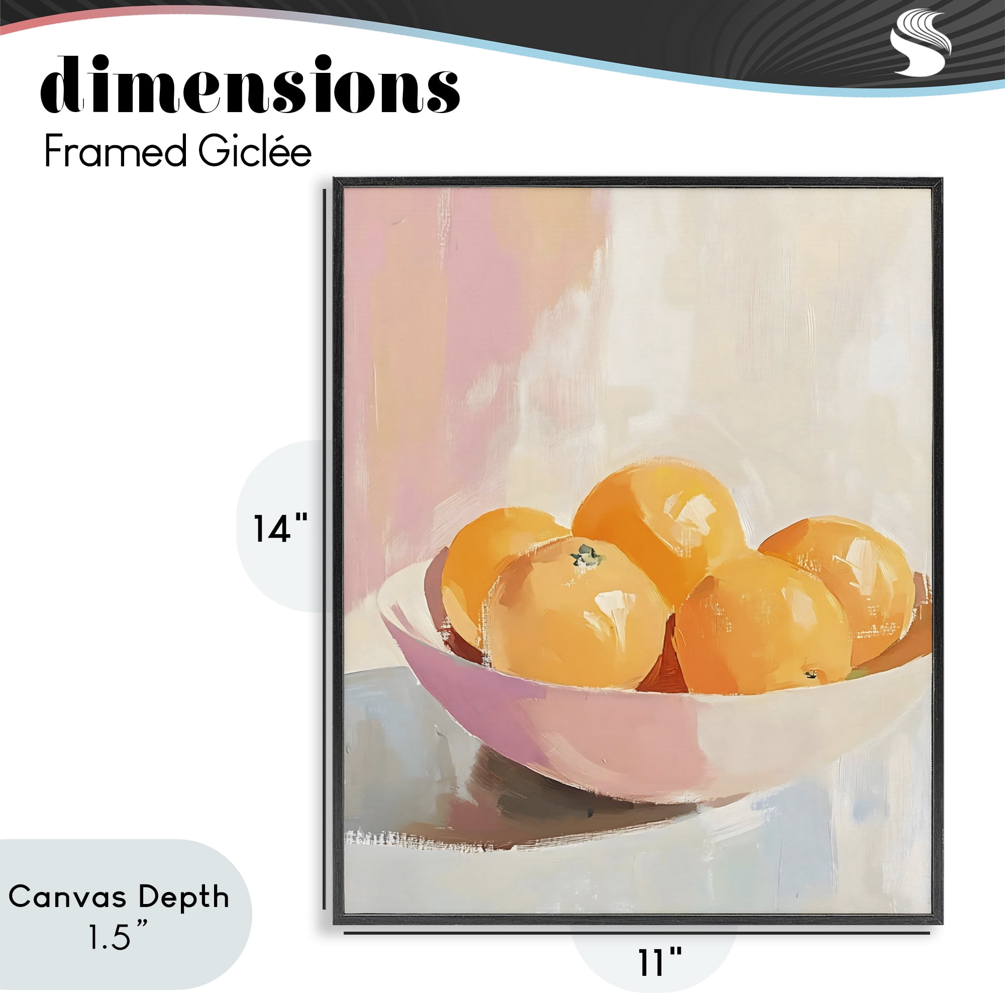 Stupell Industries Pastel Bowl of Oranges Black Framed Giclee Art, design by The Prints Vibe
