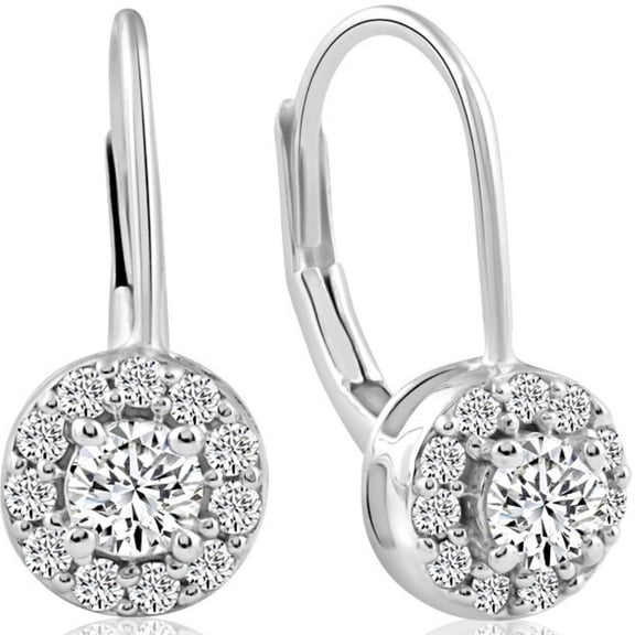 Pompeii3 1/2Ct Halo Diamond Hoops With Lever Backs in White or Yellow Gold (G/H,I2-I3)