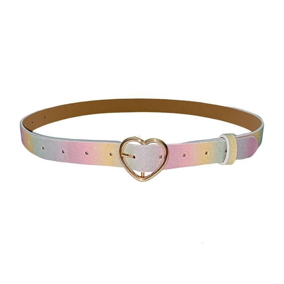 YIGSECU Harajuku Rainbow Color Waist Belt with Heart Buckle Full Sequins Belt for Adjustable Heart Buckle Jeans Skirt Waist Belt Sequins Rainbow Color Belt