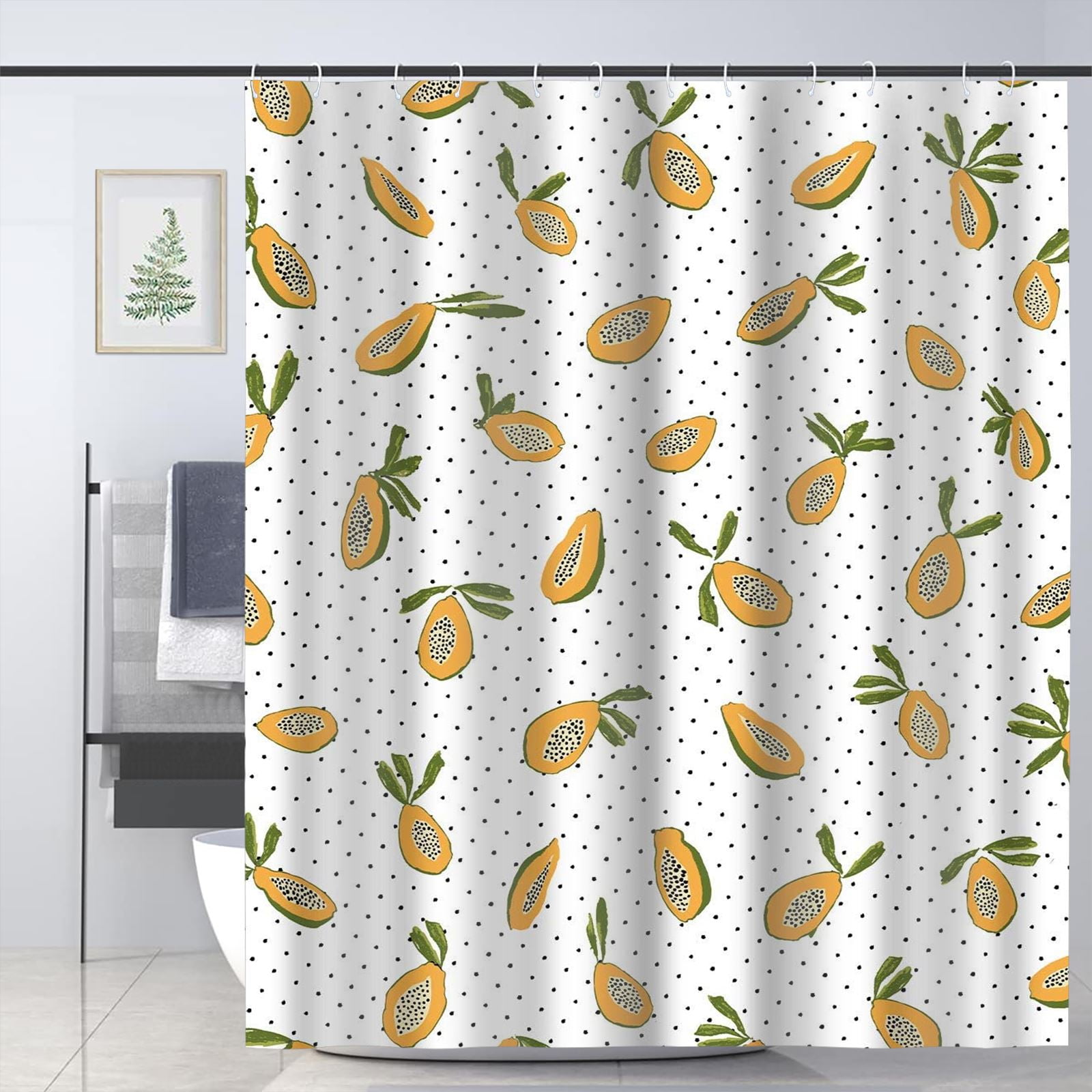 Peach Shower Curtains Allover Fruits Shower Curtain Cute Bright