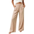 thumbnail image 2 of Horkkom Dress Pants Women High Waisted Wide Leg Plaid Pants Casual Loose Pleated Pants with Pockets XL, 2 of 9