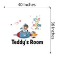 thumbnail image 4 of Custom Name Space Ride Love PlanetsWall Decal Decoration I love you to the Moon & back Adventurous Space Cartoon Rocket Decorating Ideas for Boy's Bedroom Size: 40 In(W) x 36 In(H), 4 of 5