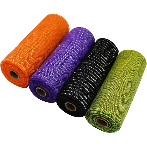 Fall Mesh Ribbon Halloween Polyester Mesh Ribbon Deco Metallic Fall Mesh Metallic Foil ...