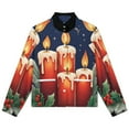 thumbnail image 4 of Jackets for Women Winter Coat Jackets Flannel Stand Collar Jacket(Christmas Candles Wreath Decor,Size:S-4XL), 4 of 7