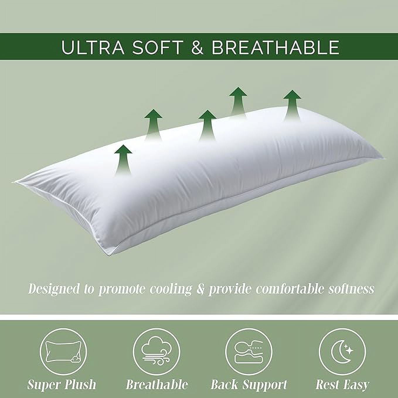 Elegant Comfort Full Body Pillow Insert, Poly-Cotton Shell with Siliconized Fiber Filling, Soft and Fluffy for Side Sleepers, 20 x 49
