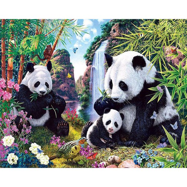 5D DIY Diamond Painting Kits Full Square Drill Panda mosaico imagen pared arte Sywqhk Decoración hogareña