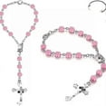 thumbnail image 4 of Rose & Pearl Catholic Rosary Bracelet With Cross: Baptism Jewelry, 4 of 5