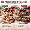 thumbnail image 3 of Non Stick Ceramic Coated Copper Professional Healthy 12 Cup Cake and Muffins Baking Pan Sheet, Oven and Dishwasher Safe (COPPER 12-CUP BAKING PAN), 3 of 8