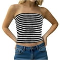 thumbnail image 3 of Horkkom Tube Tops for Women Summer Backless Strapless Outfit Going Out Striped Print Bandeau Tops L, Gifts for Women, 3 of 10