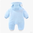thumbnail image 2 of Letdown Snowsuit Baby Cartoon Romper Casual Hooded Warm Jumpsuit Winter Thermal Outfit For Girl Boys (Blue,12-18 Months), 2 of 5