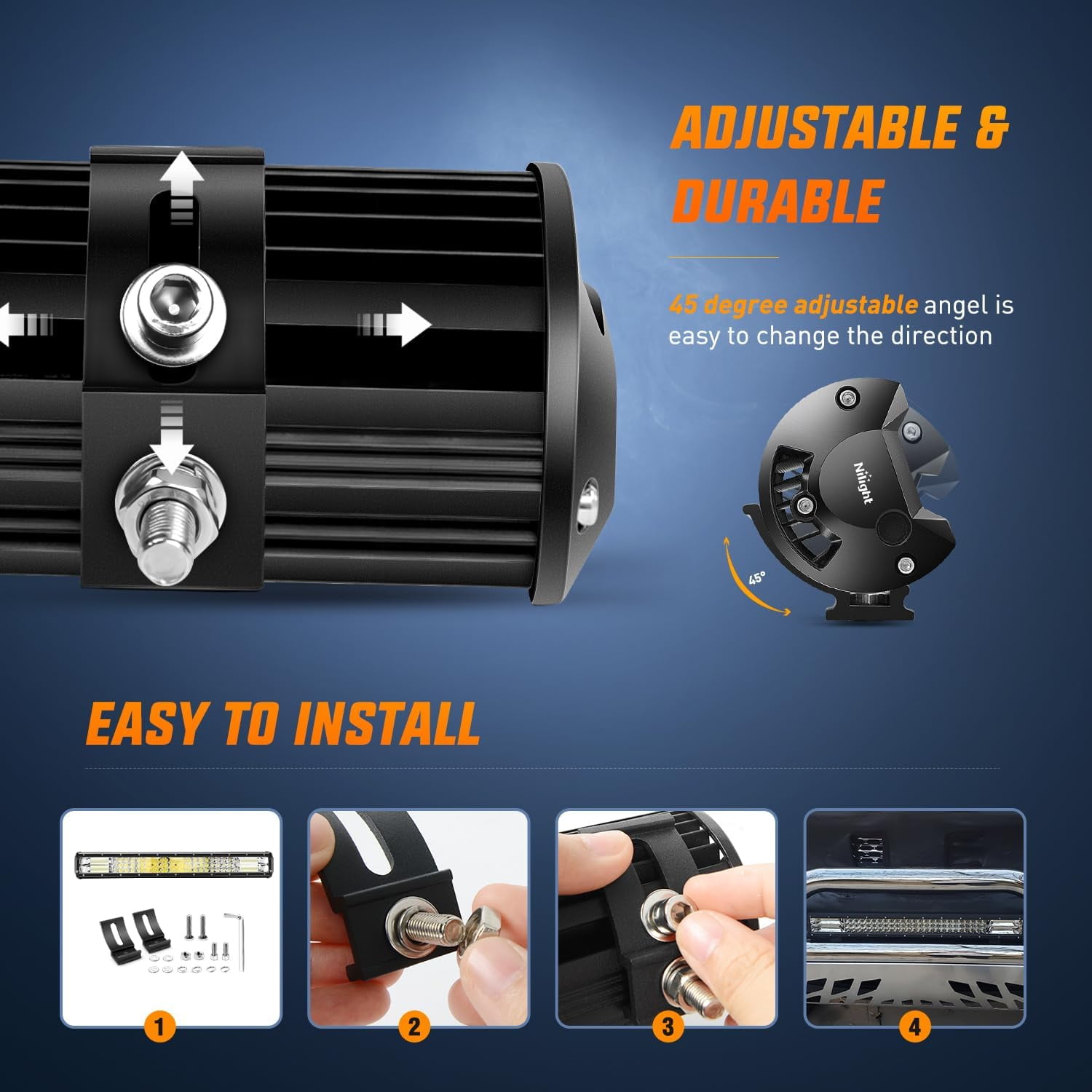 Nilight 26Inch Triple Row 12V Led Lights 297W 29700LM Flood Spot Combo Beam Bar Driving Boat Super Bright Led off Road Trucks Boat ATV UTV Pickup Jeep