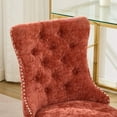 thumbnail image 4 of Home Office Chair with Wheels & Silver Base,Cute Chenille Fabric Makeup Vanity Chair with Tufted Back for Bedroom,Upholstered Adjustable Swivel Comfy Desk Chair for Girls Women,Orange, 4 of 8