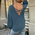 thumbnail image 5 of BLVB Womens Long Sleeve Tops Dressy Casual Spring Fall Crewneck Knit Blouses Back Cutout Shirts Pullover Fashion Blue, 5 of 6