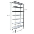 thumbnail image 5 of 7 Tier Metal Shelf Wire Shelving Unit, 2450Lbs Heavy Duty Adjustable Storage Rack With Wheels & Shelf Liners For Closet Kitchen Garage Basement Commercial Shelving - 81.5" H X 48" L X 18" D Black, 5 of 5