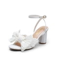 thumbnail image 1 of Sandalias de mujer DREAM PAIRS con tacón de 7.5 cm y lazo de satén blanco, 1 of 7