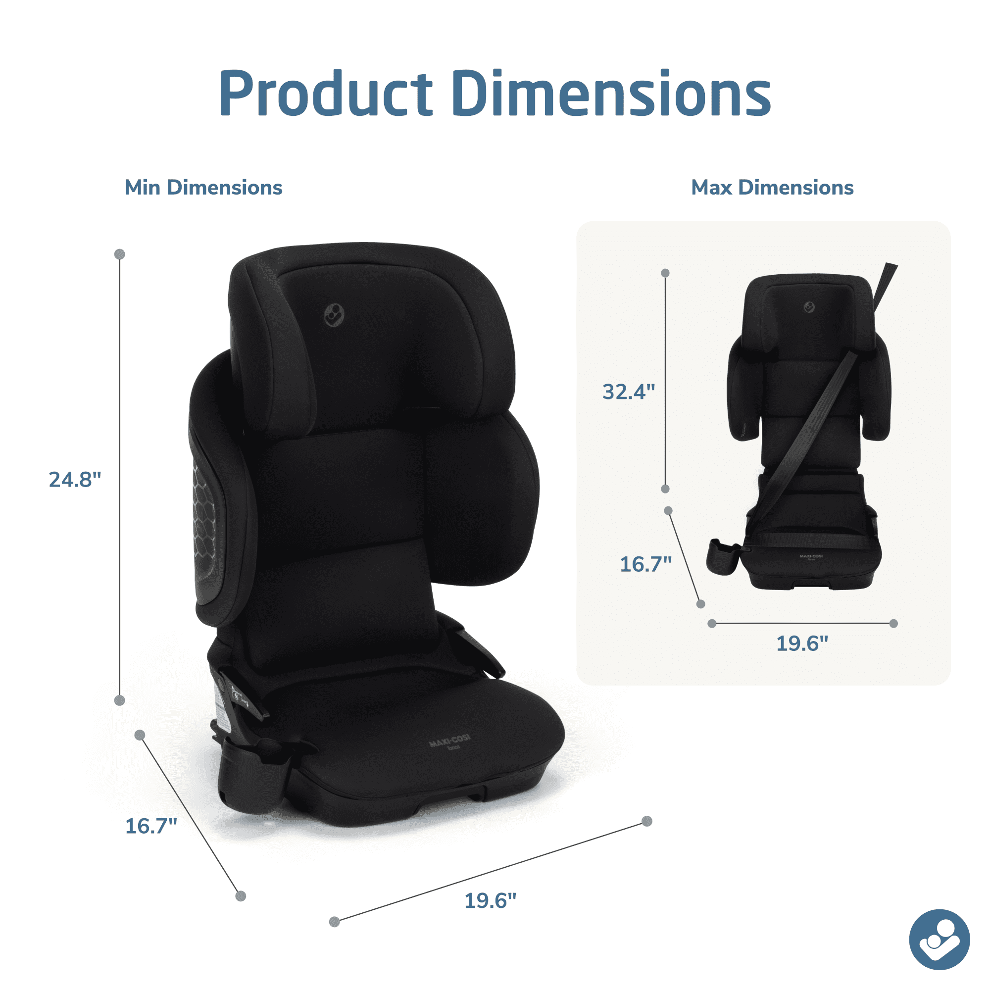 Maxi-Cosi Tanza High-Back Belt-Positioning Folding Travel Booster Car Seat, Sea Shadow Black