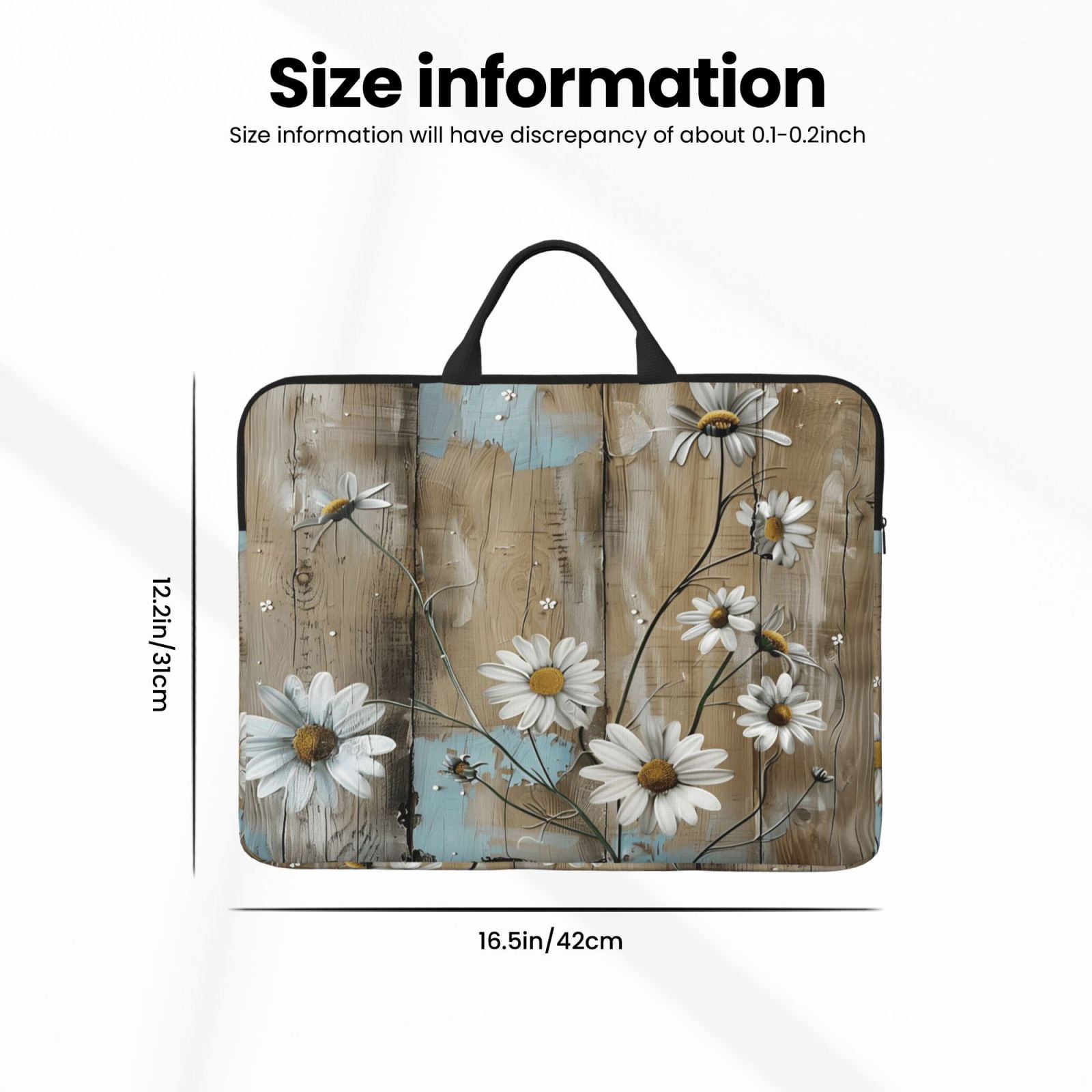 Laptop Sleeve Bag For Women Men 14inch Waterproof Durable Protective Computer Carrying Cover Handle Laptop Case Bag Turquoise Wood Farmhouse Sunflowers (5)