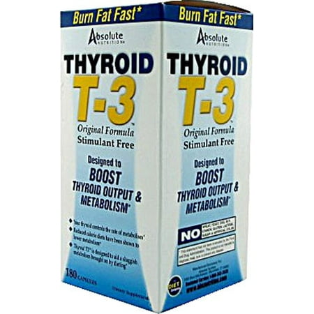 Absolute Nutrition Thyroid T-3 Fat Burner Weight Loss Ctules, 180 (Best T3 Thyroid Supplement)