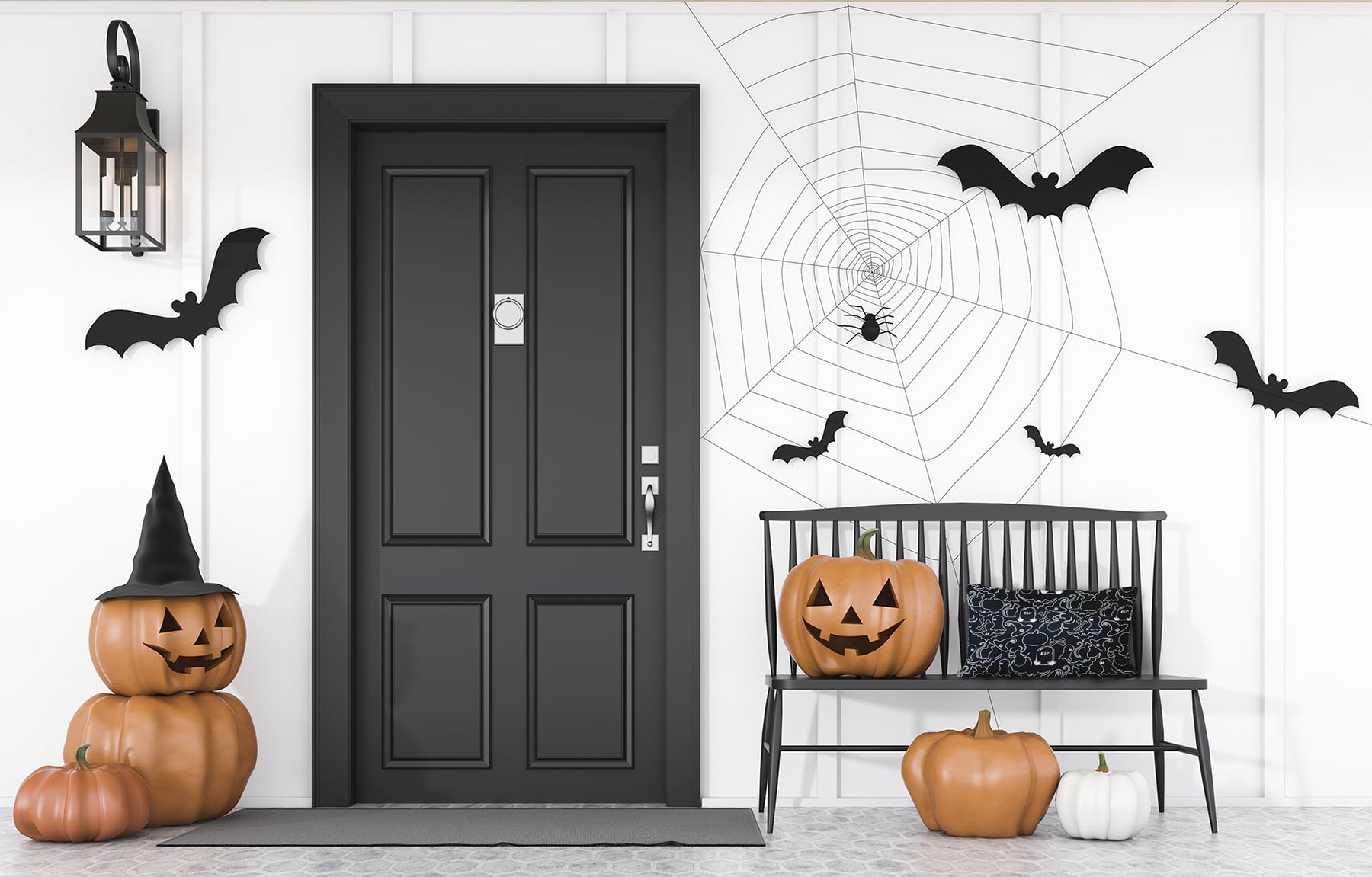 20" x 14" Simply Daisy Halloween Halloween Outlines Polyester Indoor/Outdoor Pillow, Black Qty 1