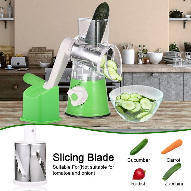 Yirtree Multi-Purpose Vegetable Slicer Set,Stainless Steel Cheese Grater &  Vegetable Chopper with 3 adjustable Blades for Vegetables, Fruits