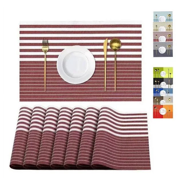 Mantel Individual Lavable Antideslizante 8 Piezas Color Rojo Raya JT010129-04