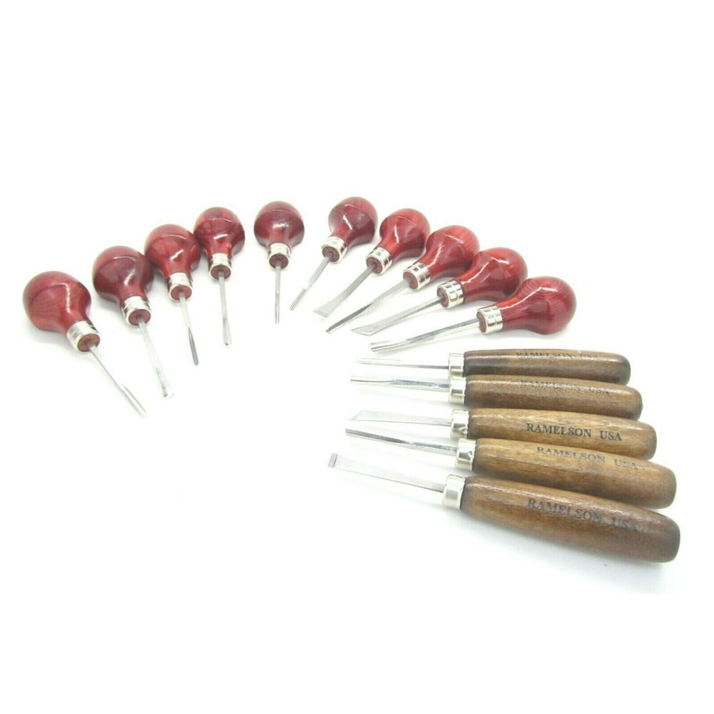 15pc Woodcarving Tools Gunsmith Linoleum Block Chisels Palm RAMELSON