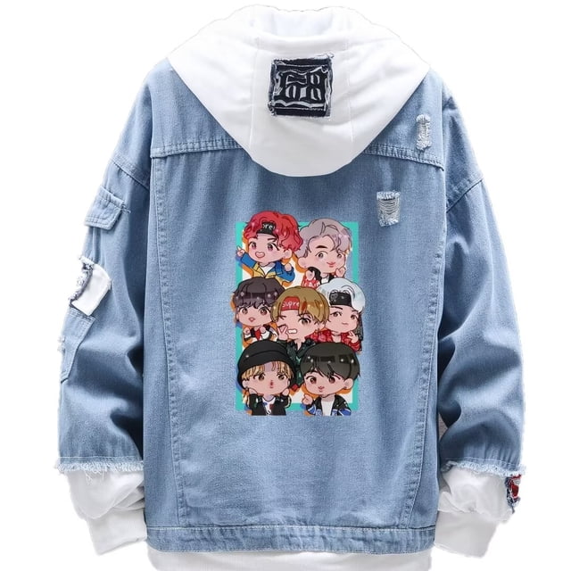 Chaqueta vaquera holgada, diseño creativo, ídolo coreano BTS Group
