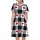 thumbnail image 1 of Balery Heart Black Buffalo Plaid Gingham Vestidos sueltos de manga corta para mujer, vestidos de verano 2025, vestidos casuales de corte A con vuelo., 1 of 6