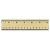 Flat Wood Ruler w/Double Metal Edge, 12", Clear Lacquer Finish