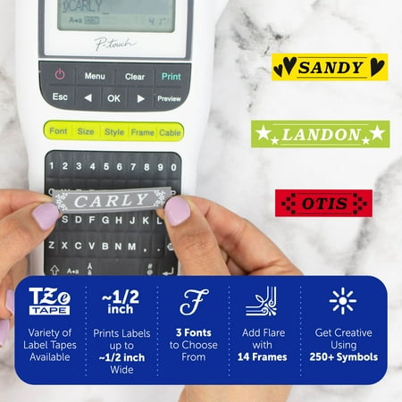 Brother P-touch, PTH110, Easy Portable Label Maker, Lightweight, QWERTY Keyboard, One-Touch Keys, White