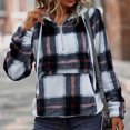 thumbnail image 4 of Moda mujer manga larga otoño camiseta impresión bolsillos con capucha blusa Tops Pompotops FGAJ22883, 4 of 6