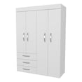 thumbnail image 1 of FM FURNITURE Laurens Garde-Robe à 4 Portes avec Tiroirs et Étagères Multirangement Blanc, 1 of 6